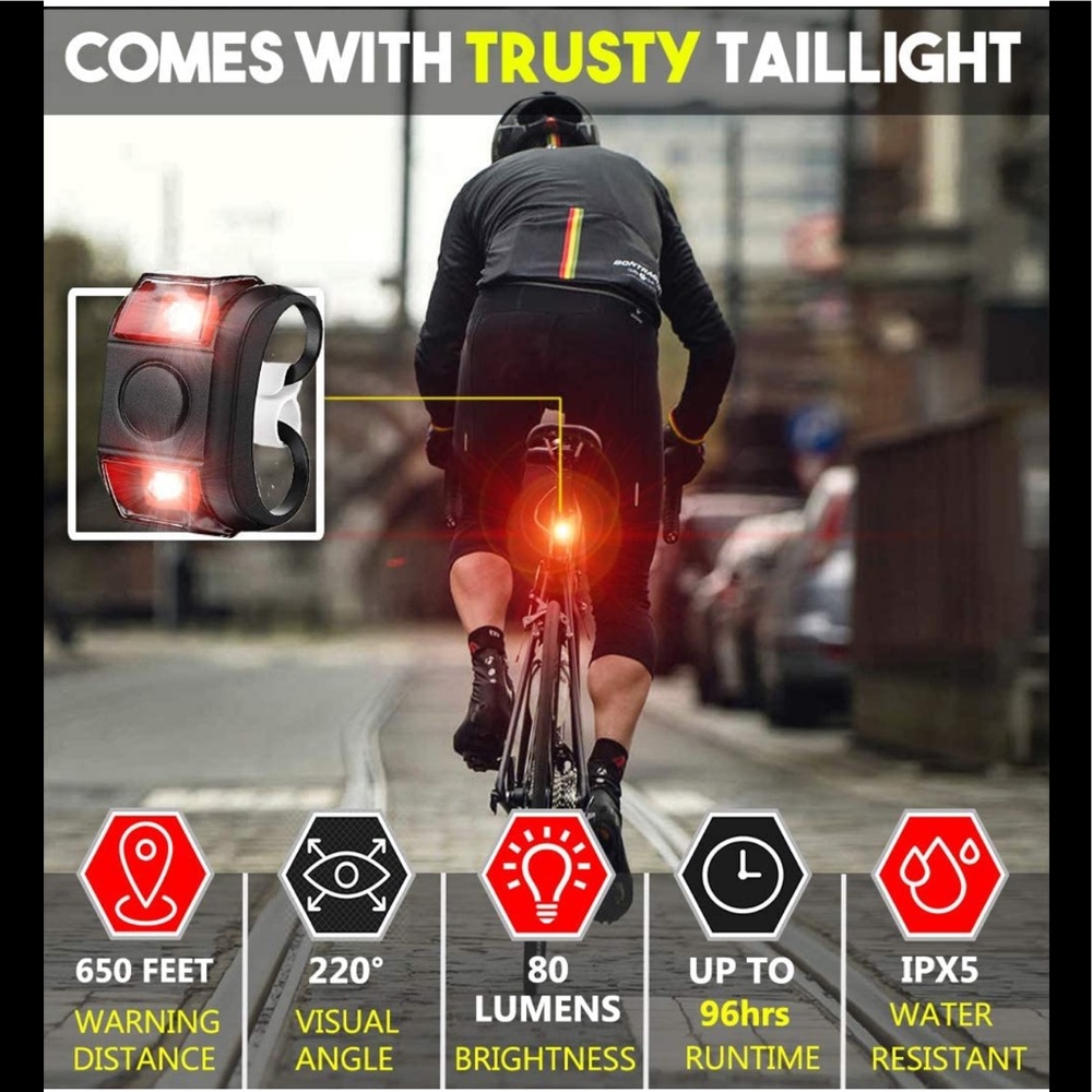 NEW! Rechargeable LED Headlight and Rear Safety Light Night Cycling Reflective - Picture 8 of 13